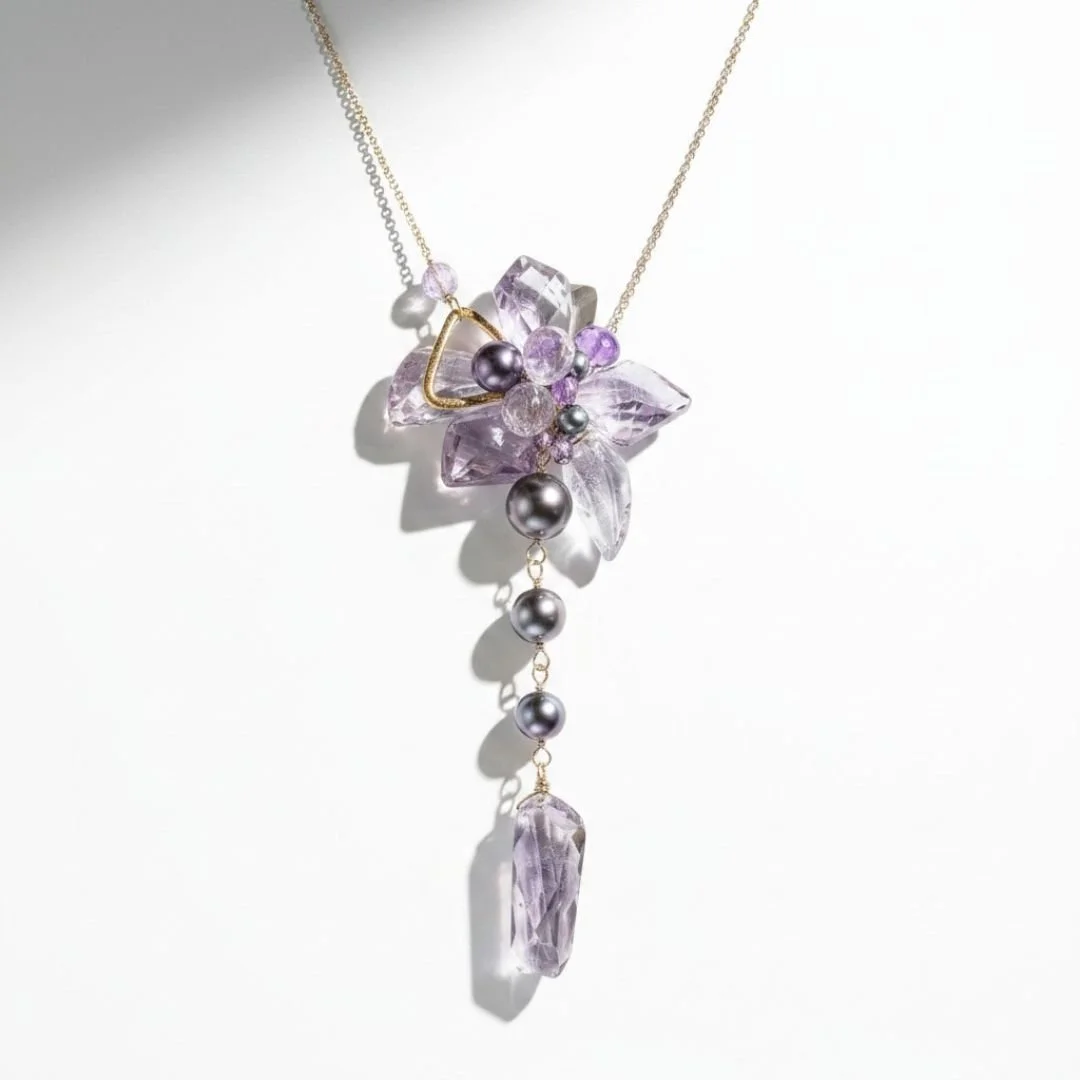 amethyst drop necklace