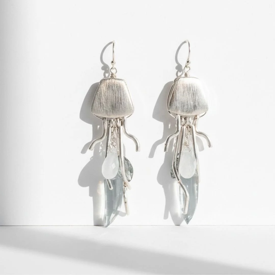 silver and aquamarine earrings