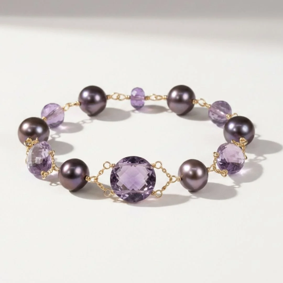 amethyst and pearl bracelet