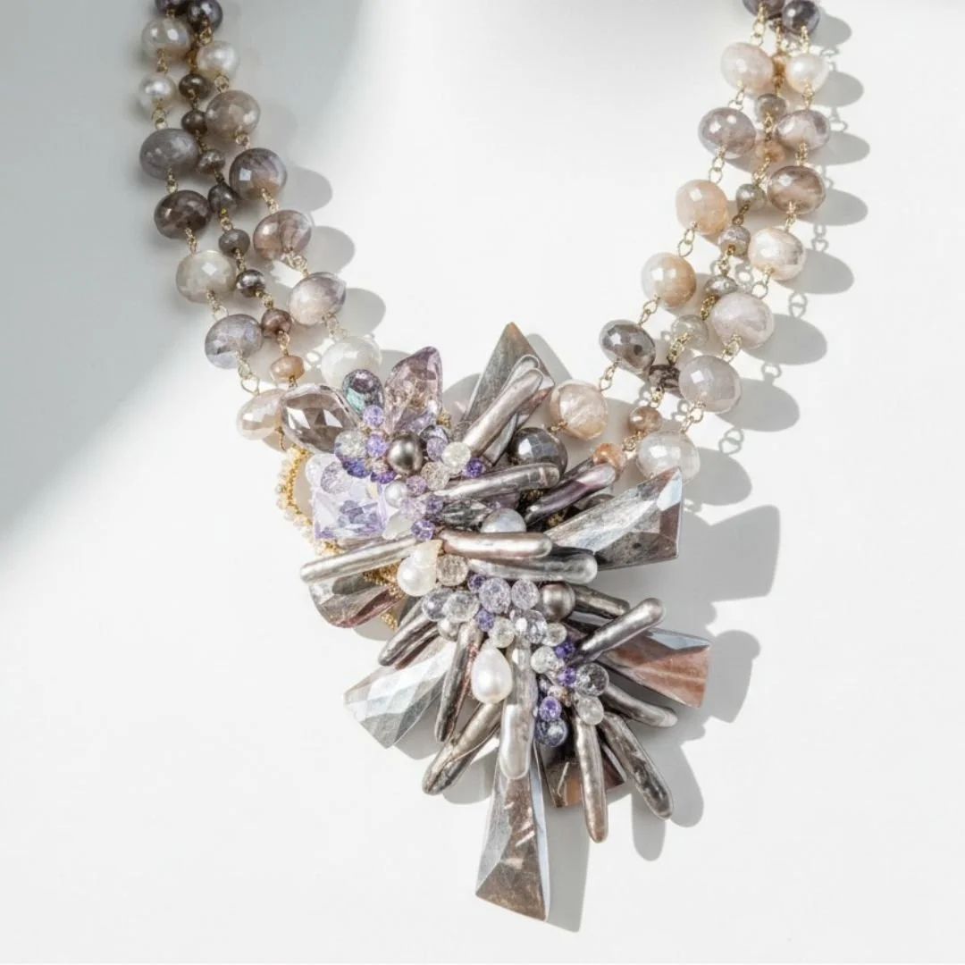 moonstone statement necklace Joan of Arc redesign