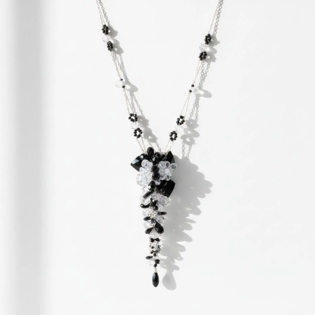 Black and white necklace commission