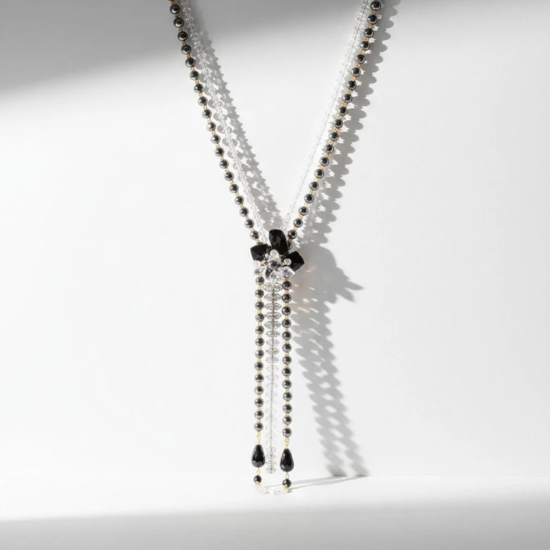 Black and white necklace commission