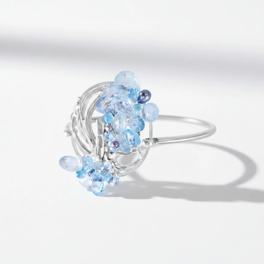 Lost Wax Casting and aquamarine Gemstone bracelet commission