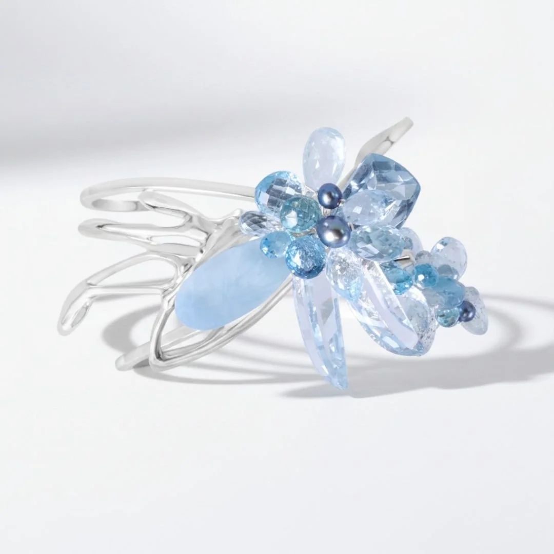 Lost Wax Casting and aquamarine Gemstone bracelet commission
