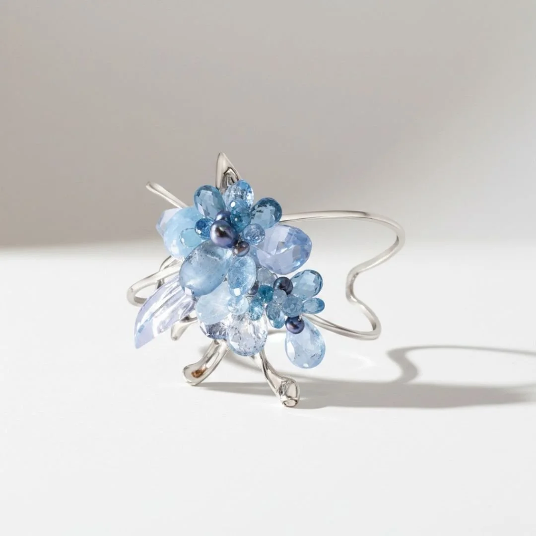 Lost Wax Casting and aquamarine Gemstone bracelet commission