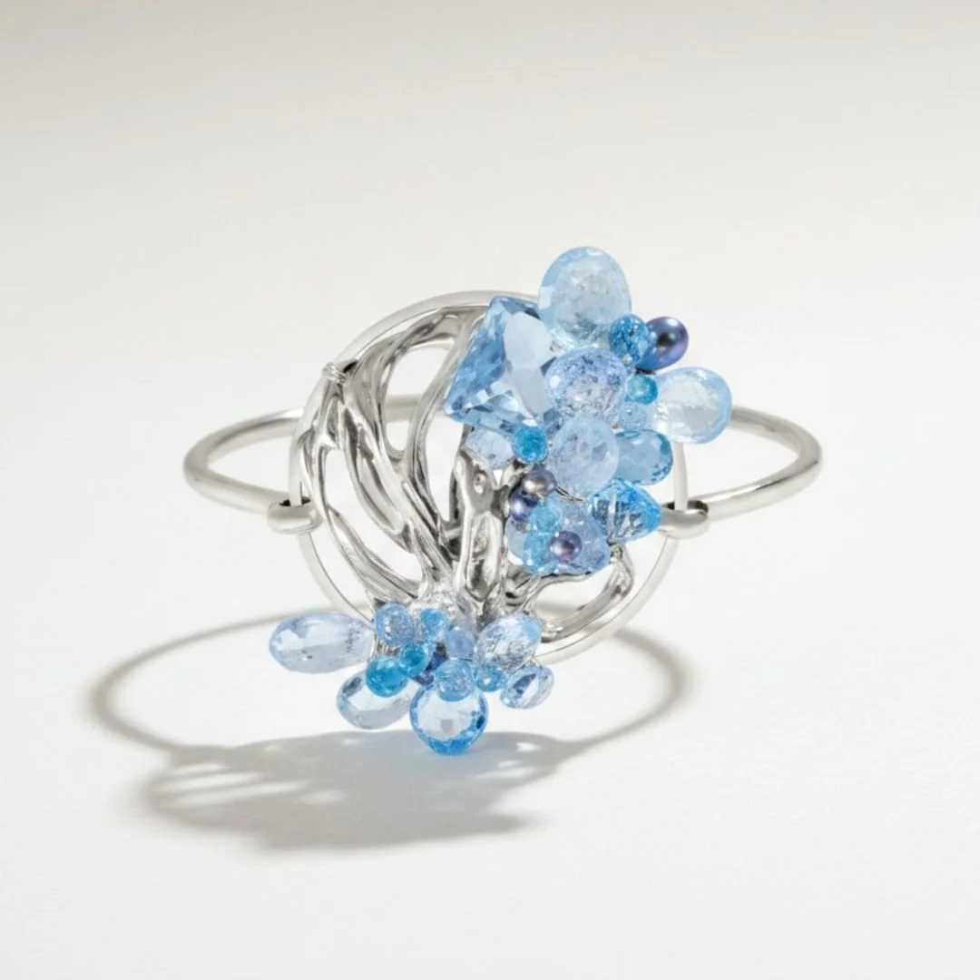 Lost Wax Casting and aquamarine Gemstone bracelet commission