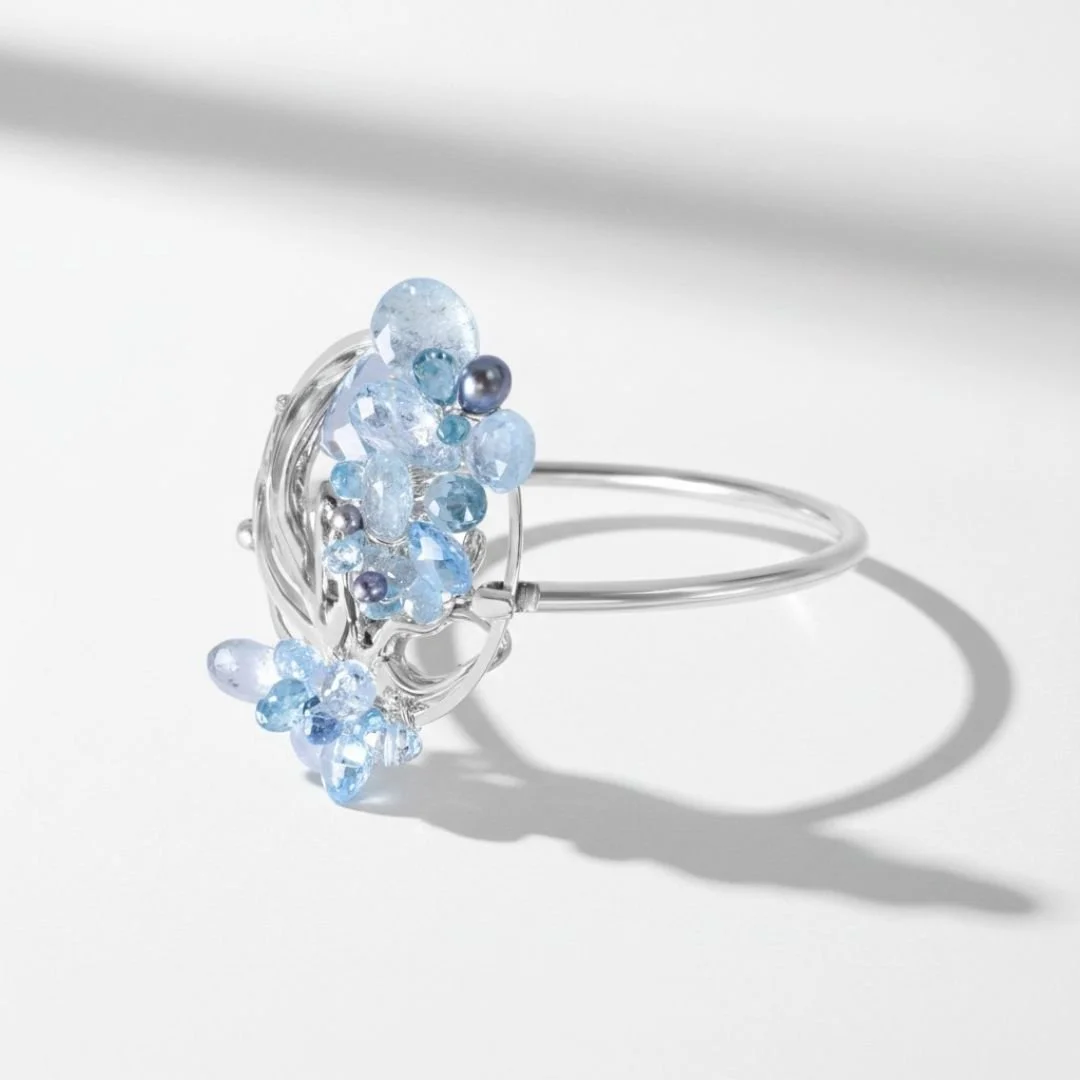 Lost Wax Casting and aquamarine Gemstone bracelet commission