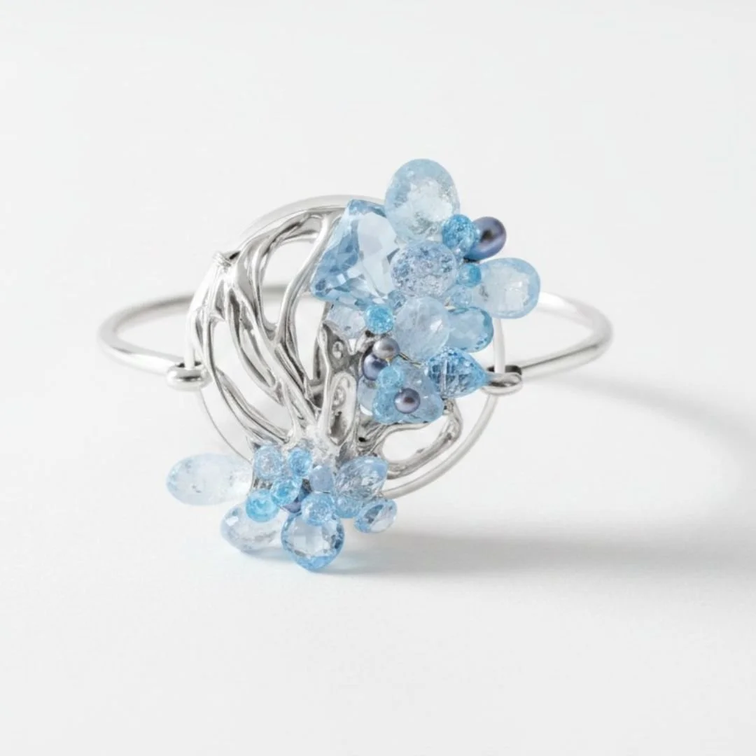 Lost Wax Casting and aquamarine Gemstone bracelet commission