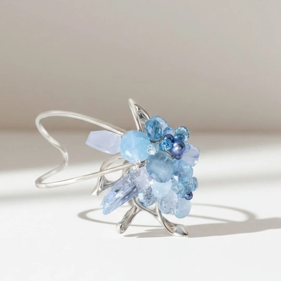 Lost Wax Casting and aquamarine Gemstone bracelet commission