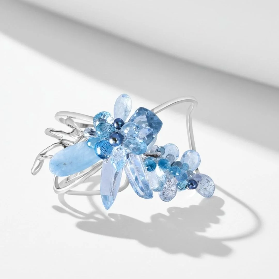 Lost Wax Casting and aquamarine Gemstone bracelet commission