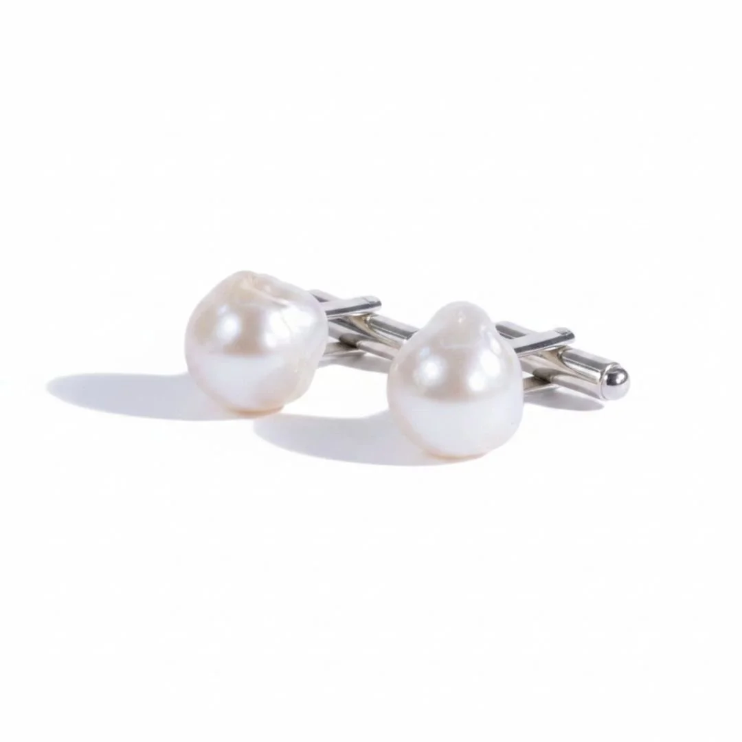 baroque akoya pearl cuff link commission