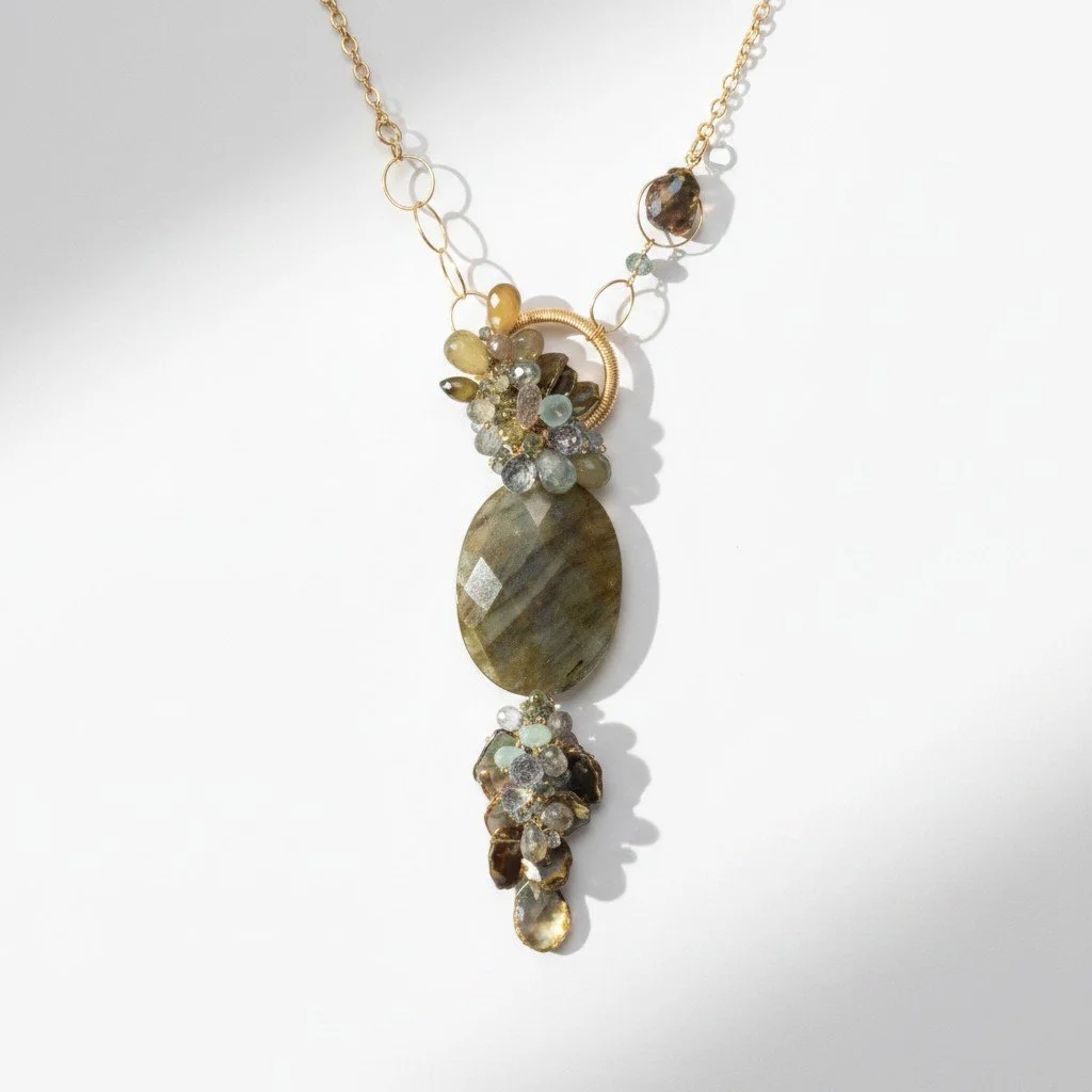 gemstone long necklace