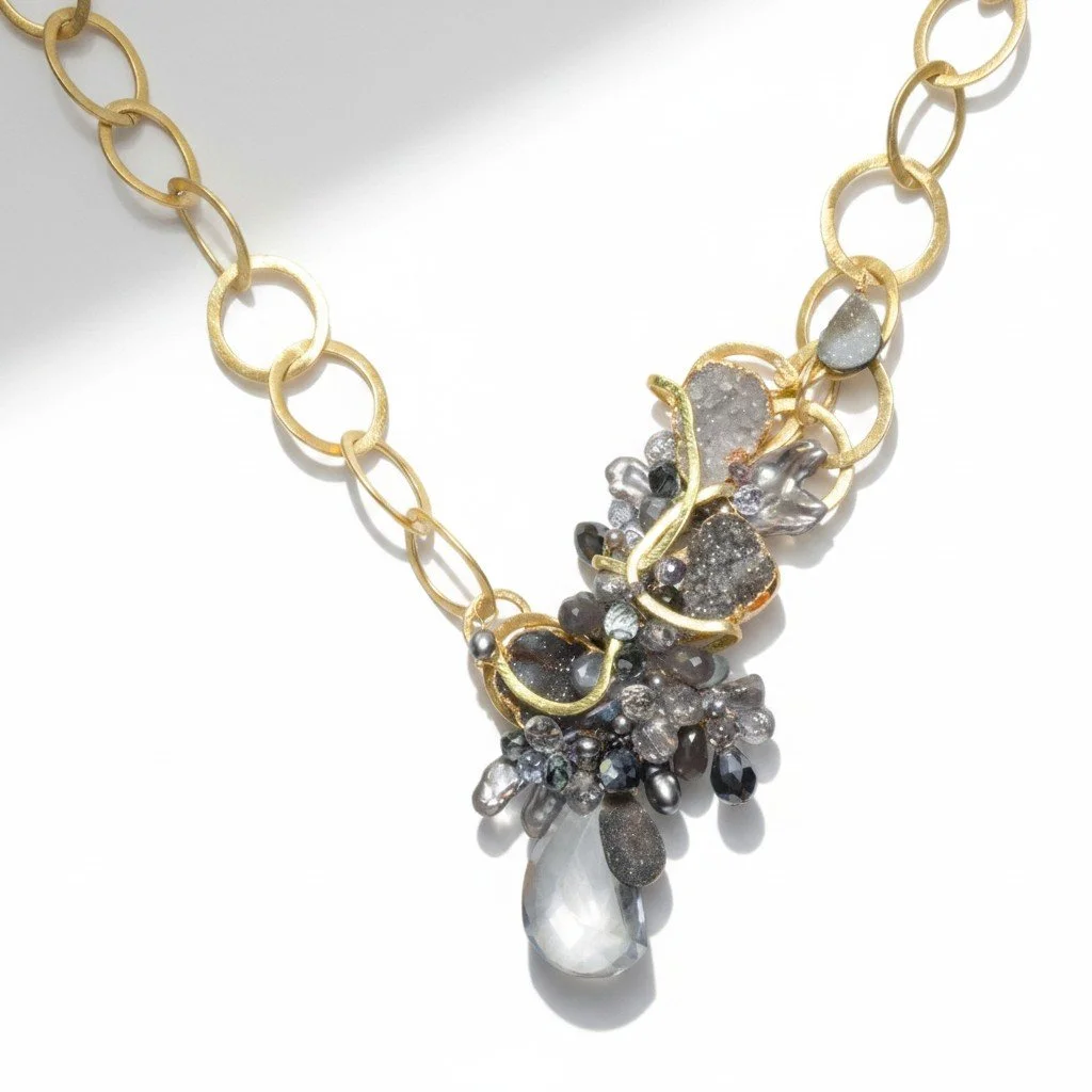 druzy and gemstone necklace