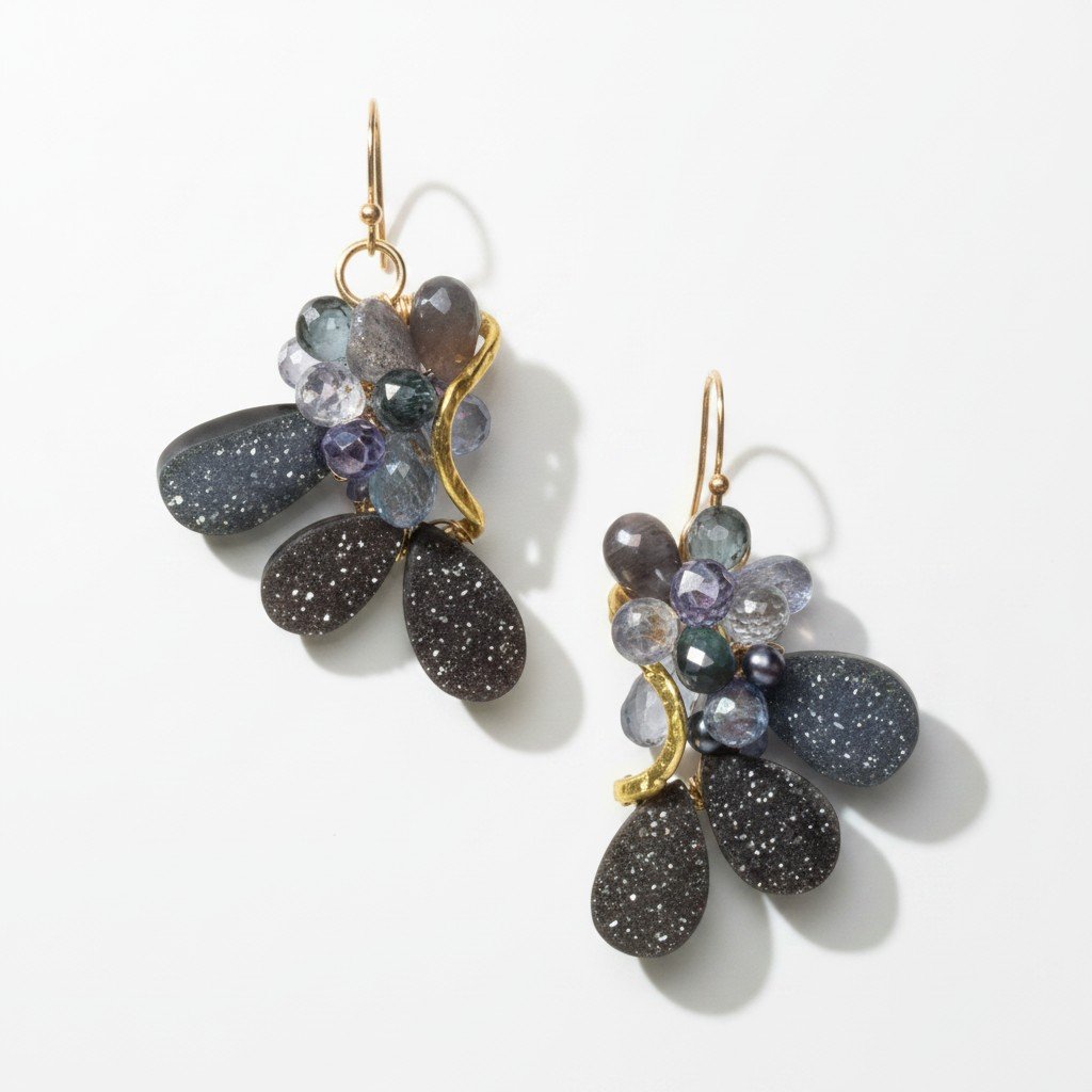 druzy and gemstone earrings