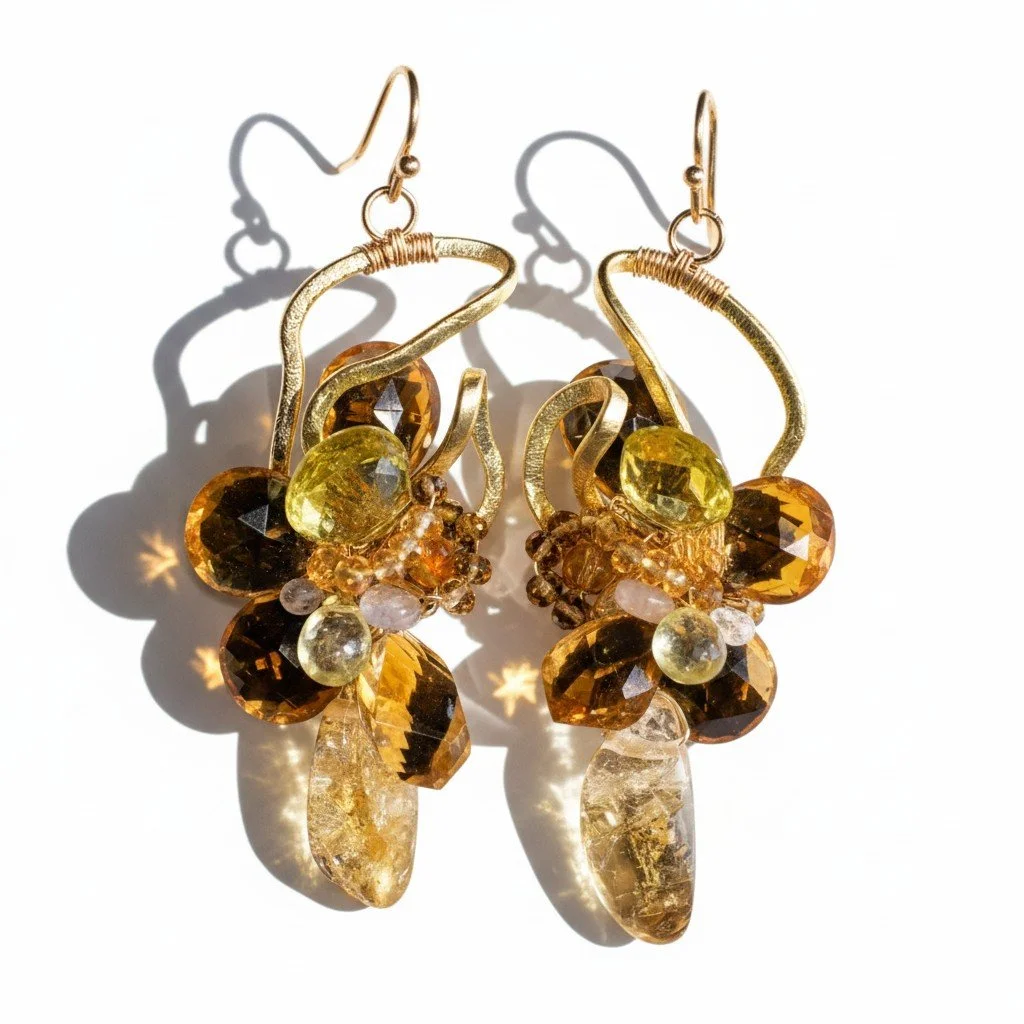 citrine and cats eye earrings