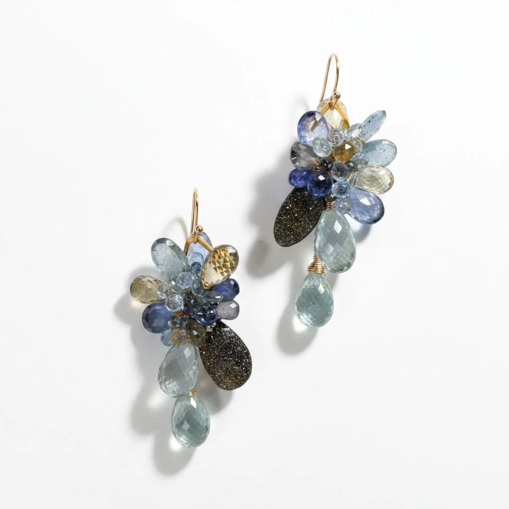 gemstone and druzy earrings