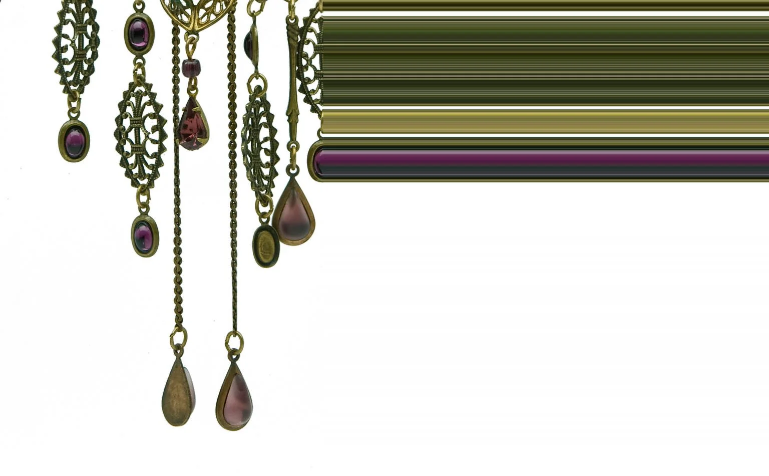 Brass filigree drop earrings with faceted crystal beads