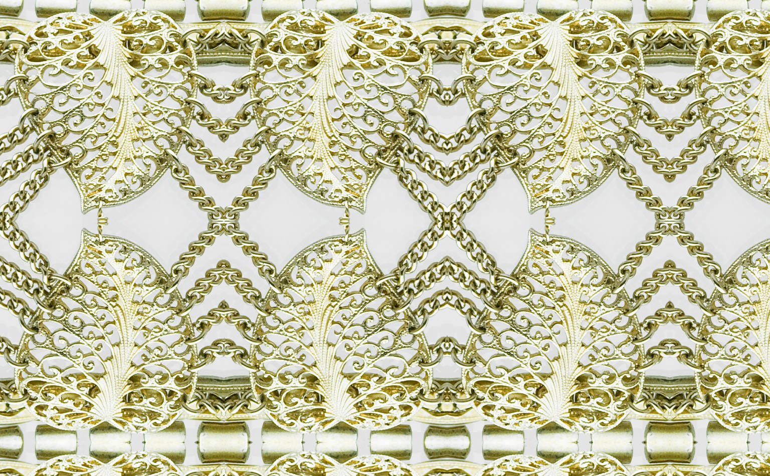Detail of an openwork gold mesh band