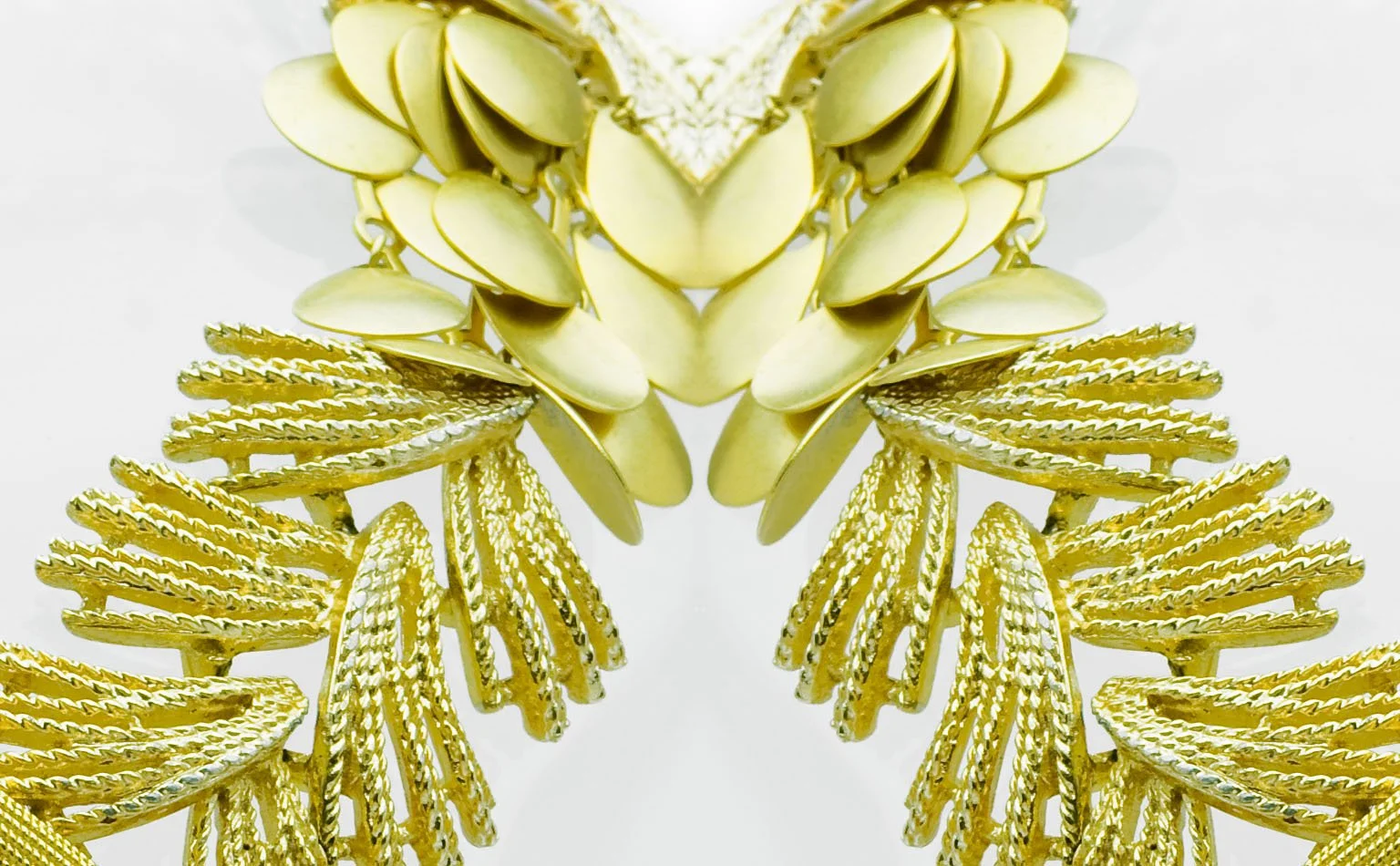 Gold spray necklace with pale gold petals 