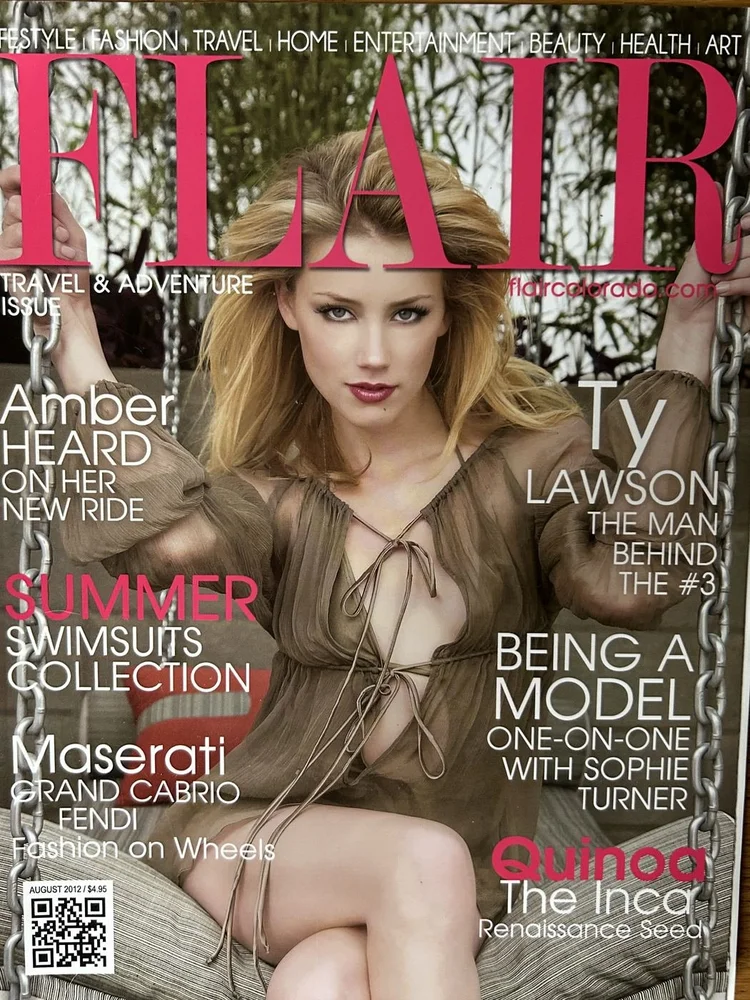 FLAIR Colorado cover, August 2012, Travel and Adventure Issue, Amber Heard