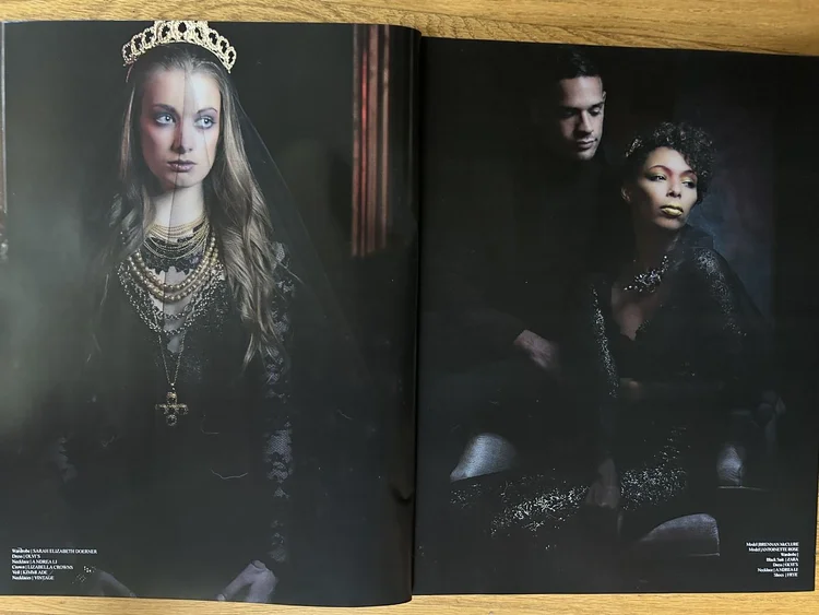 DGARAY spread, The Royals, with the per-look credit Necklace, Andrea Li
