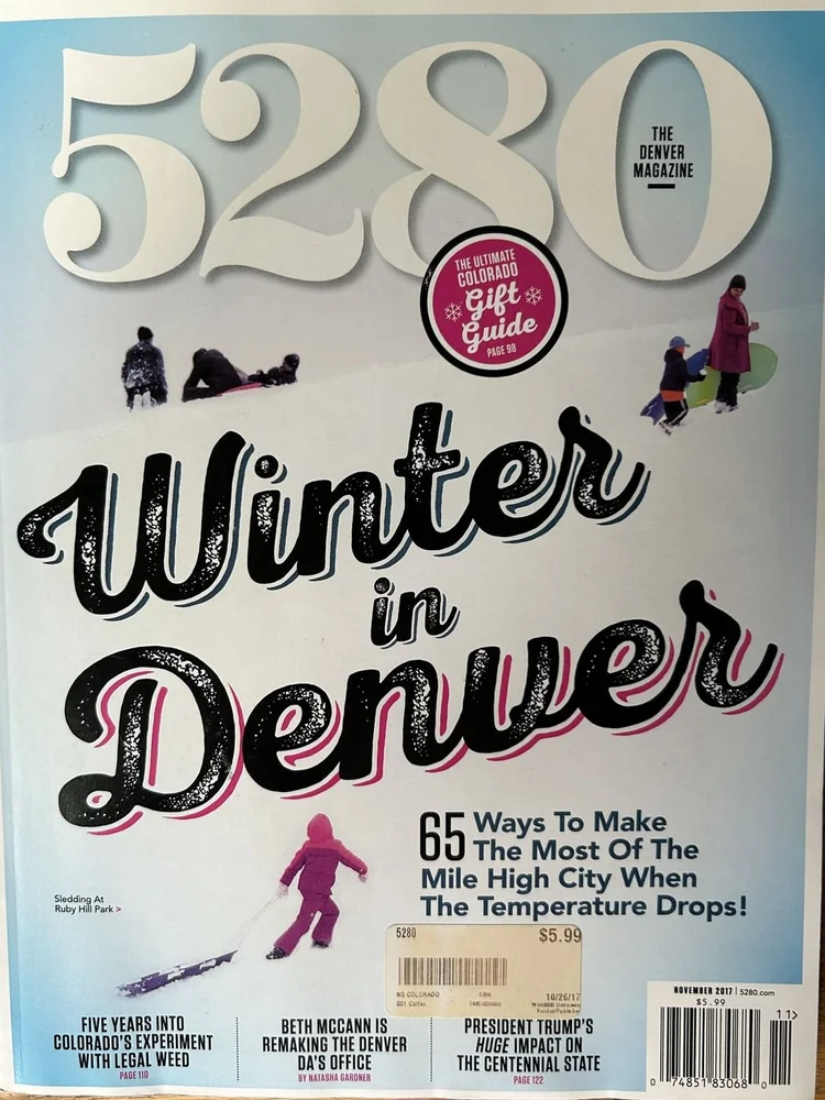 5280 cover, Winter in Denver, The Ultimate Colorado Gift Guide, November 2017