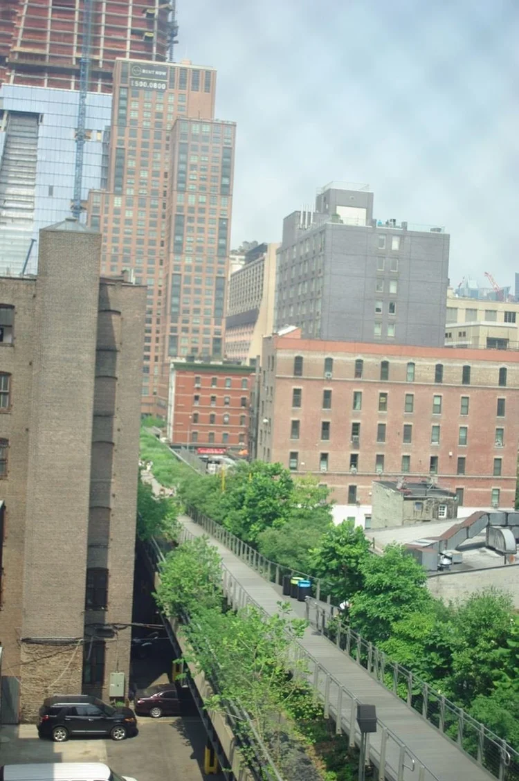 The view from the Highline Loft window over the High Line park