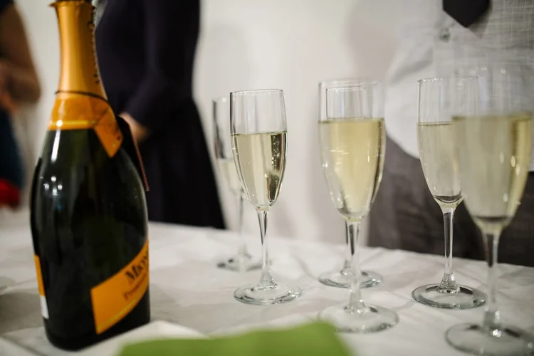 Champagne poured at the preview night bar