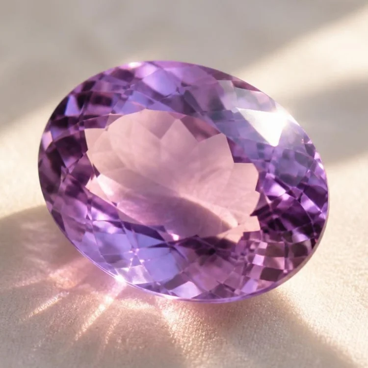 Illustration of a faceted Lavender amethyst, light purple
