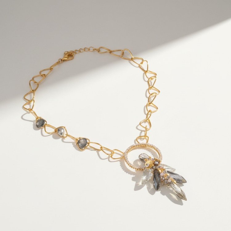 Kalika Circle Drop Gemstone Pendant Necklace, by Andrea Li