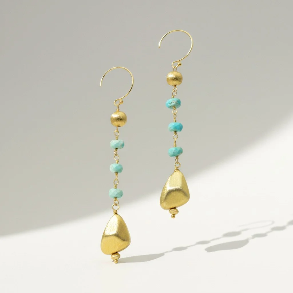 TURQUOISE GEMSTONE OASIS 4/4 EARRING