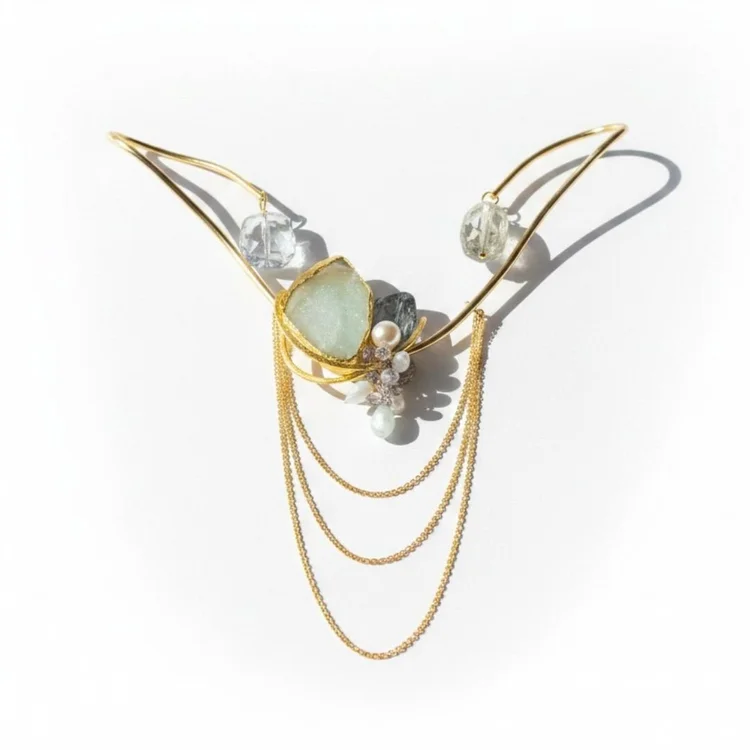 Dune High Collar Choker Gemstone Necklace, by Andrea Li