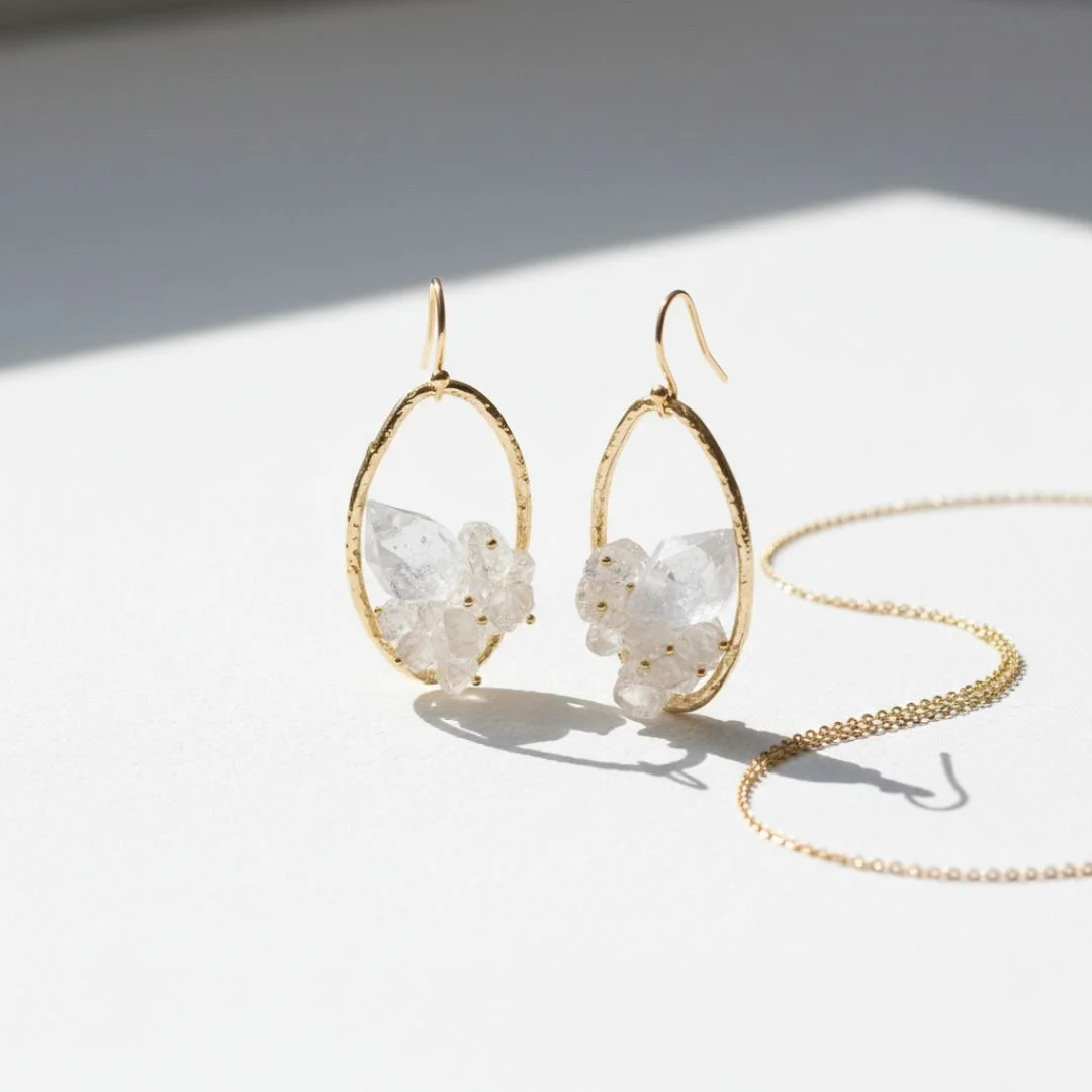 ROCK CRYSTAL CLUSTER EARRINGS