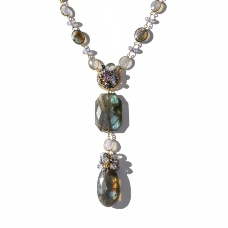 Long Labradorite and Gemstone Necklace