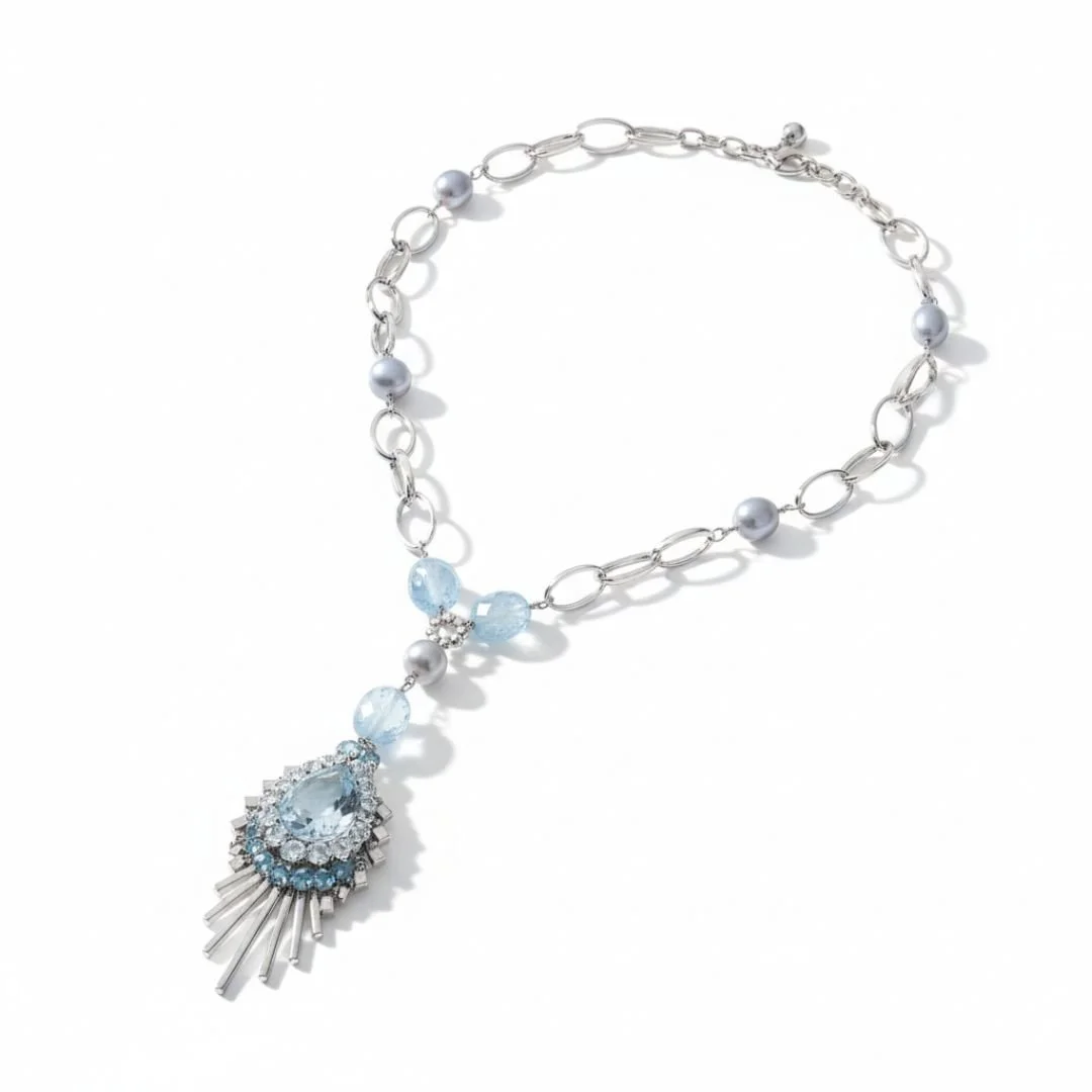 Aquamarine zircon necklace