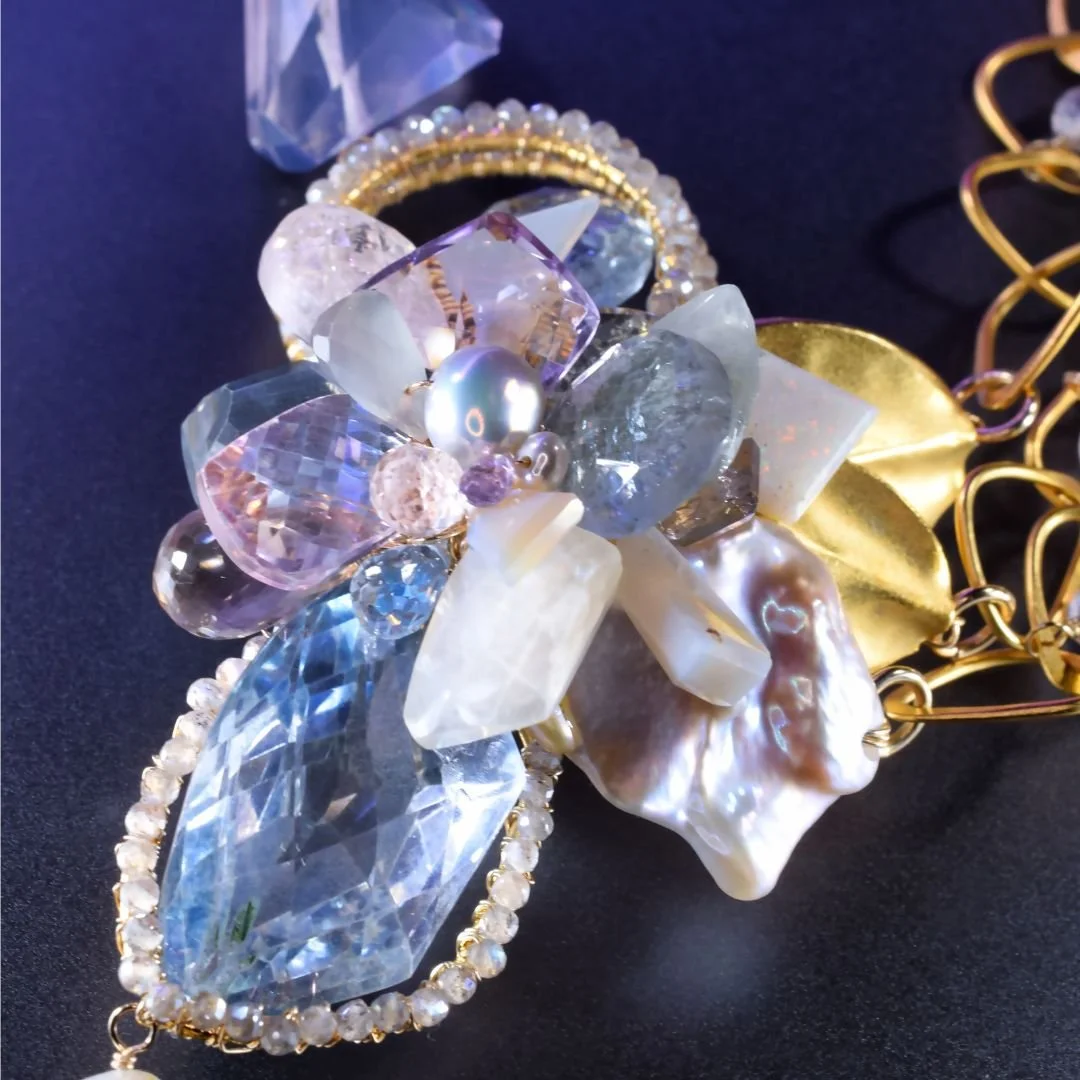 pastel gemstone drop necklace