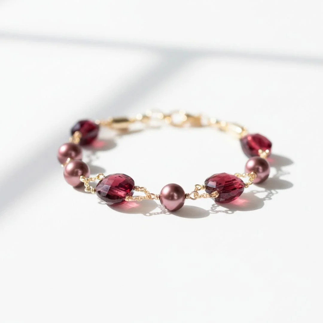 Eutychia Garnet and Pearl Bracelet