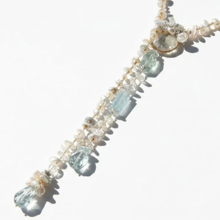 Silver Lining Pearl Lariat Necklace, by Andrea Li