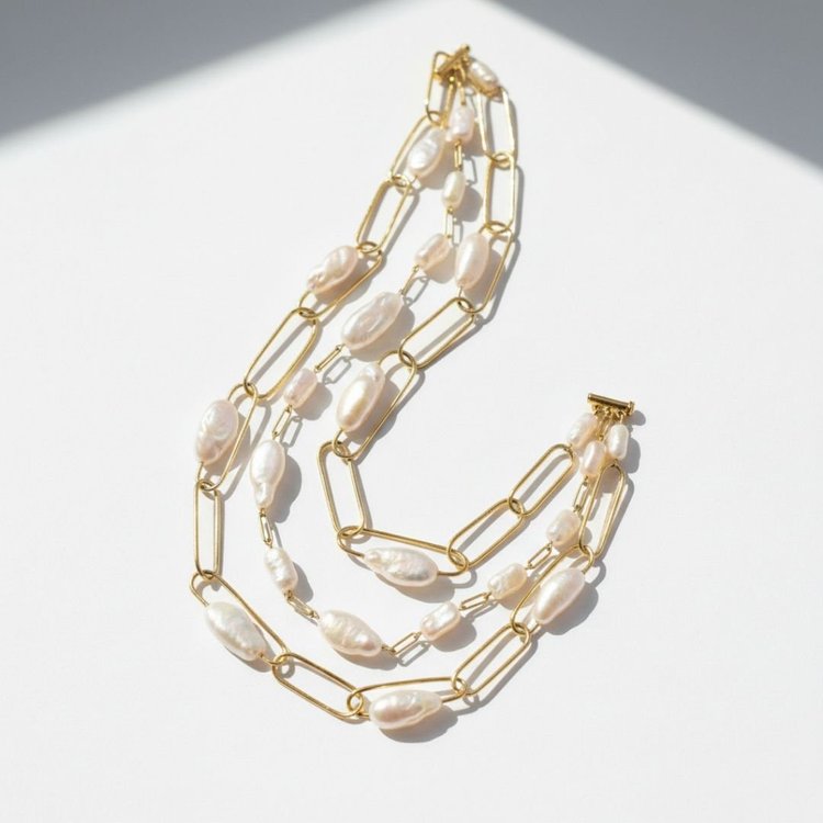 Limited Baroque Oval Pearl Multi-Stand Necklace, by Andrea Li
