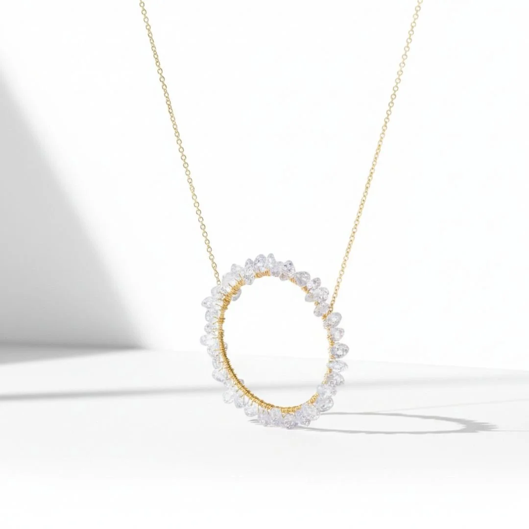 HERKIMER DIAMOND CIRCLE PENDANT NECKLACE
