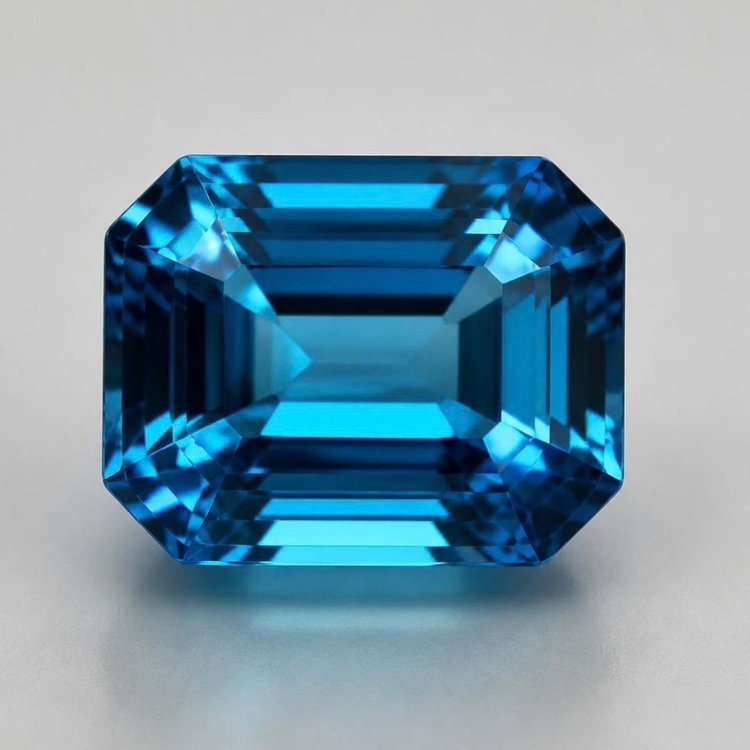 Illustration of a faceted deep blue aquamarine, dark rich blue