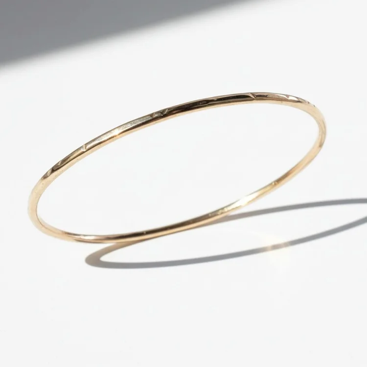 Single Hammered Gold-Filled Stacking Bangle, by Andrea Li