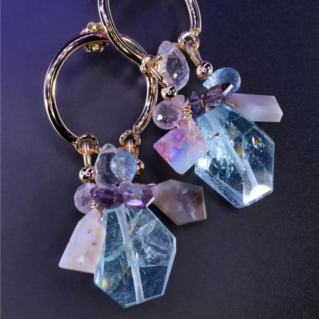 pastel gemstone hoop earrings