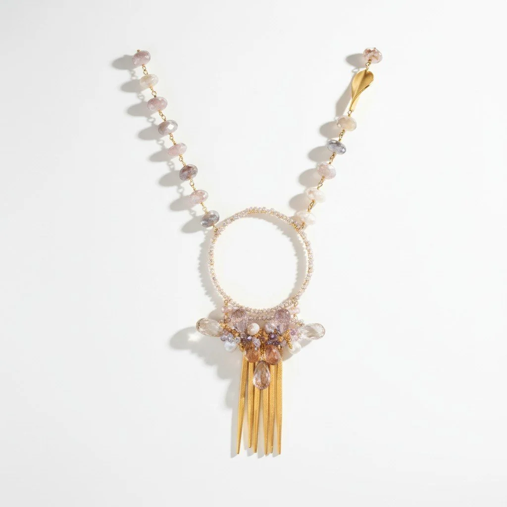 Mohini Long Gemstone Pendant Drop Necklace