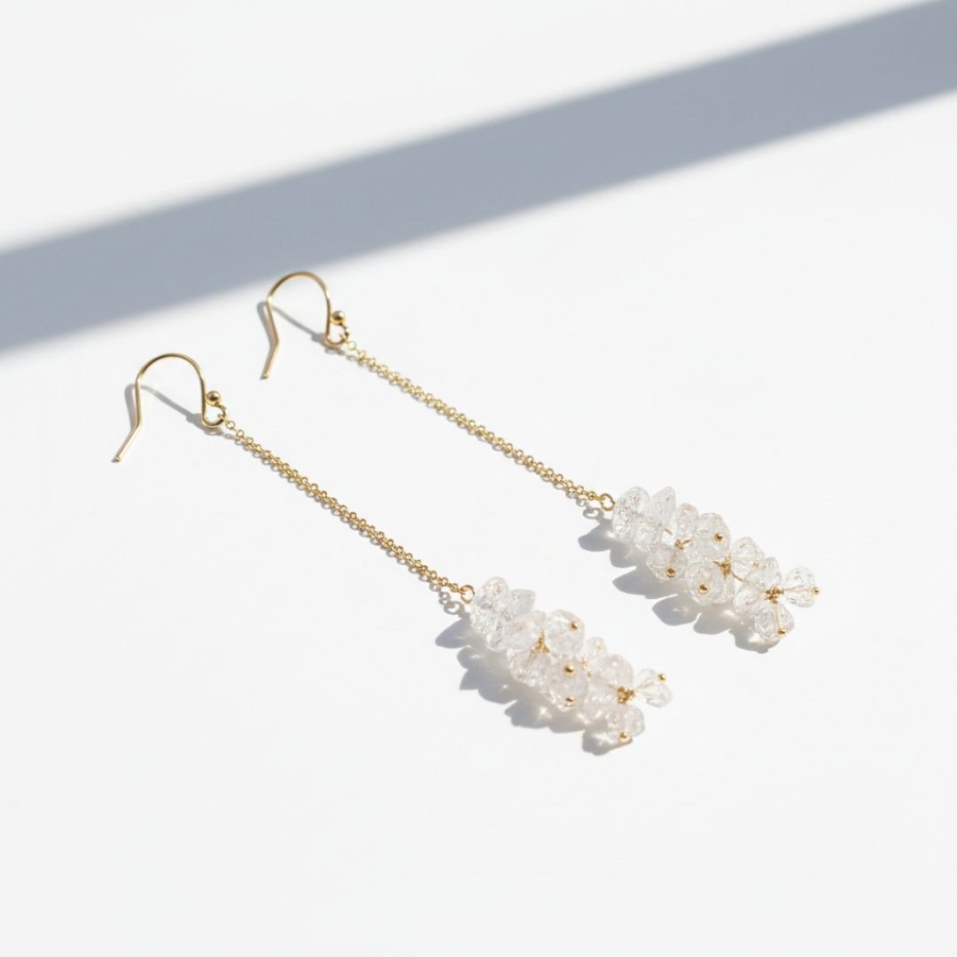 CRYSTAL CLUSTER PENDANT DROP EARRINGS