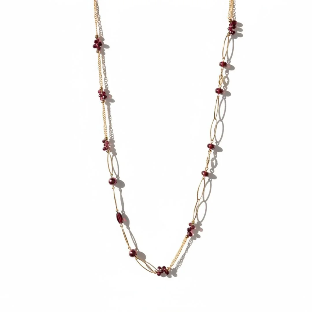 Philote Garnet Long Layering Necklace