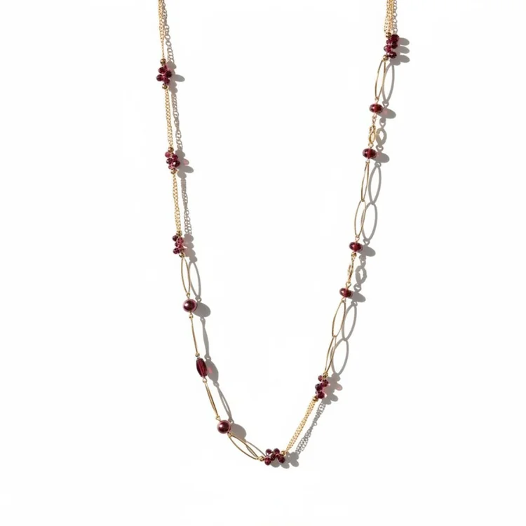 Philote Garnet Long Layering Necklace, by Andrea Li