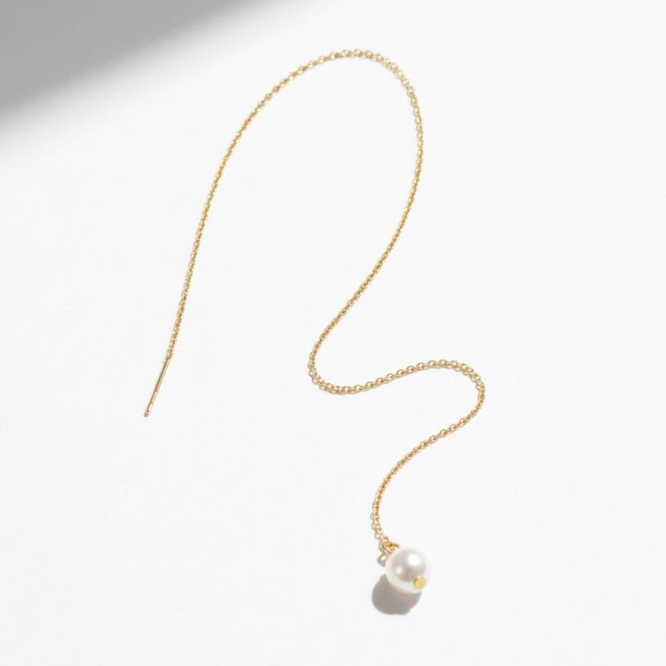 14k Gold Akoya Pearl Ear Threader, by Andrea Li
