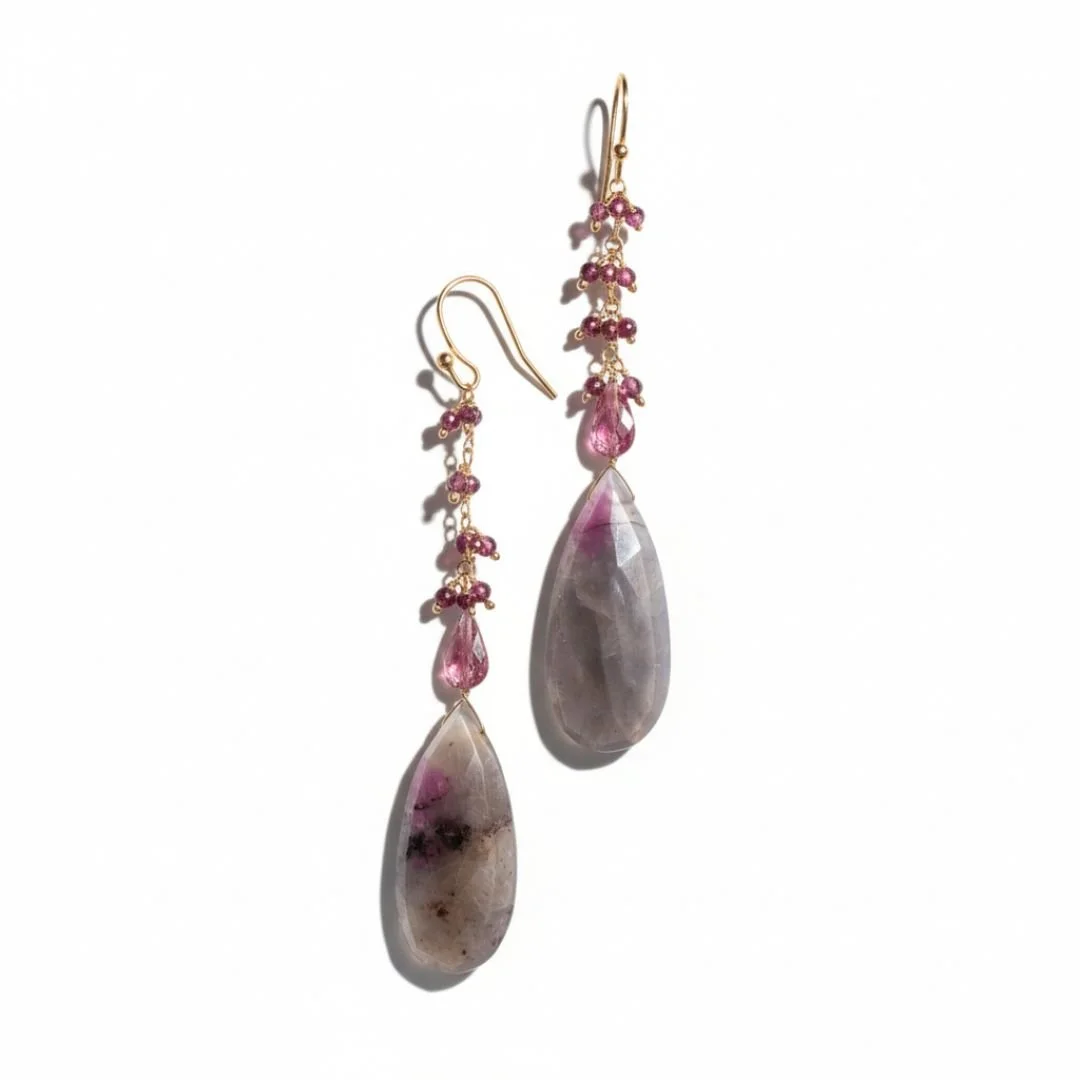 Garnet and sapphire earrings