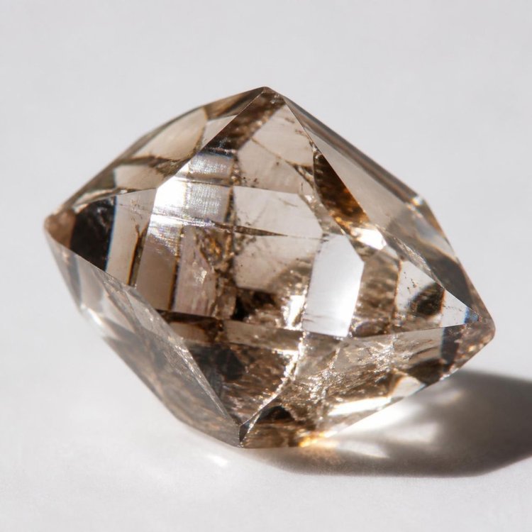 Illustration of a smoky brown Herkimer diamond crystal